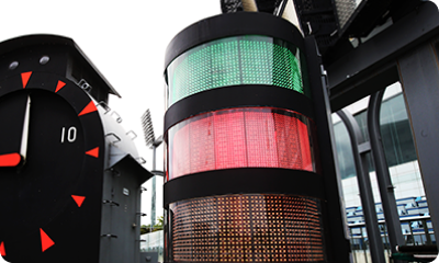 A photo of the three-colour signal light